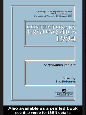 cover image of Contemporary Ergonomics